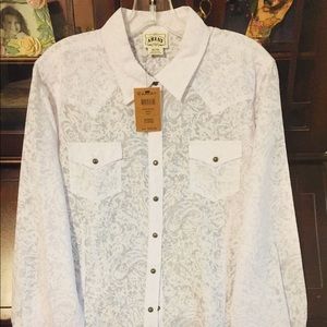 Ariat NWT white lace look button down shirt